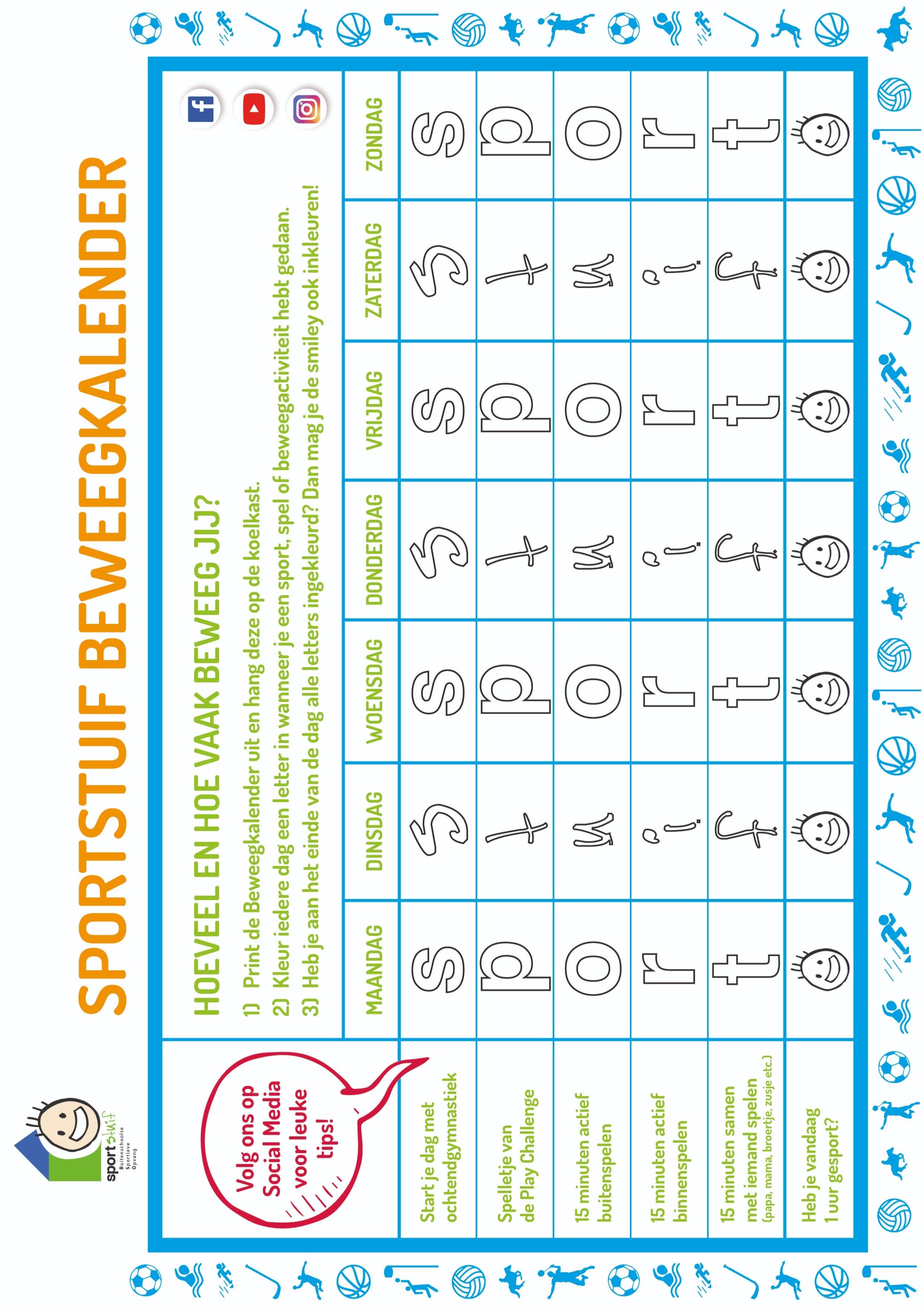 Sportstuif beweegkalender