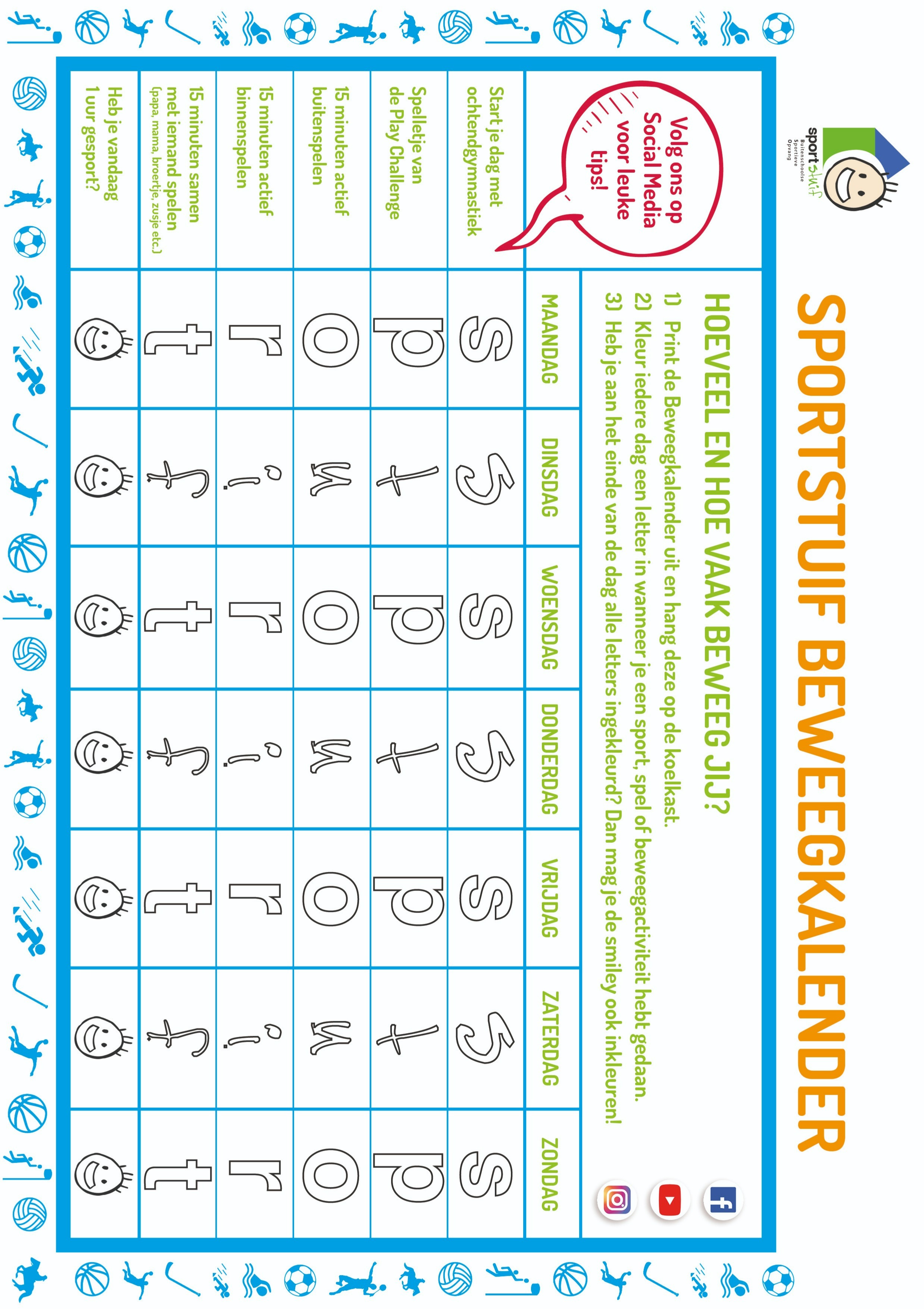 Sportstuif Beweegkalender