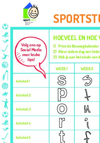 Sportstuif beweegcalender